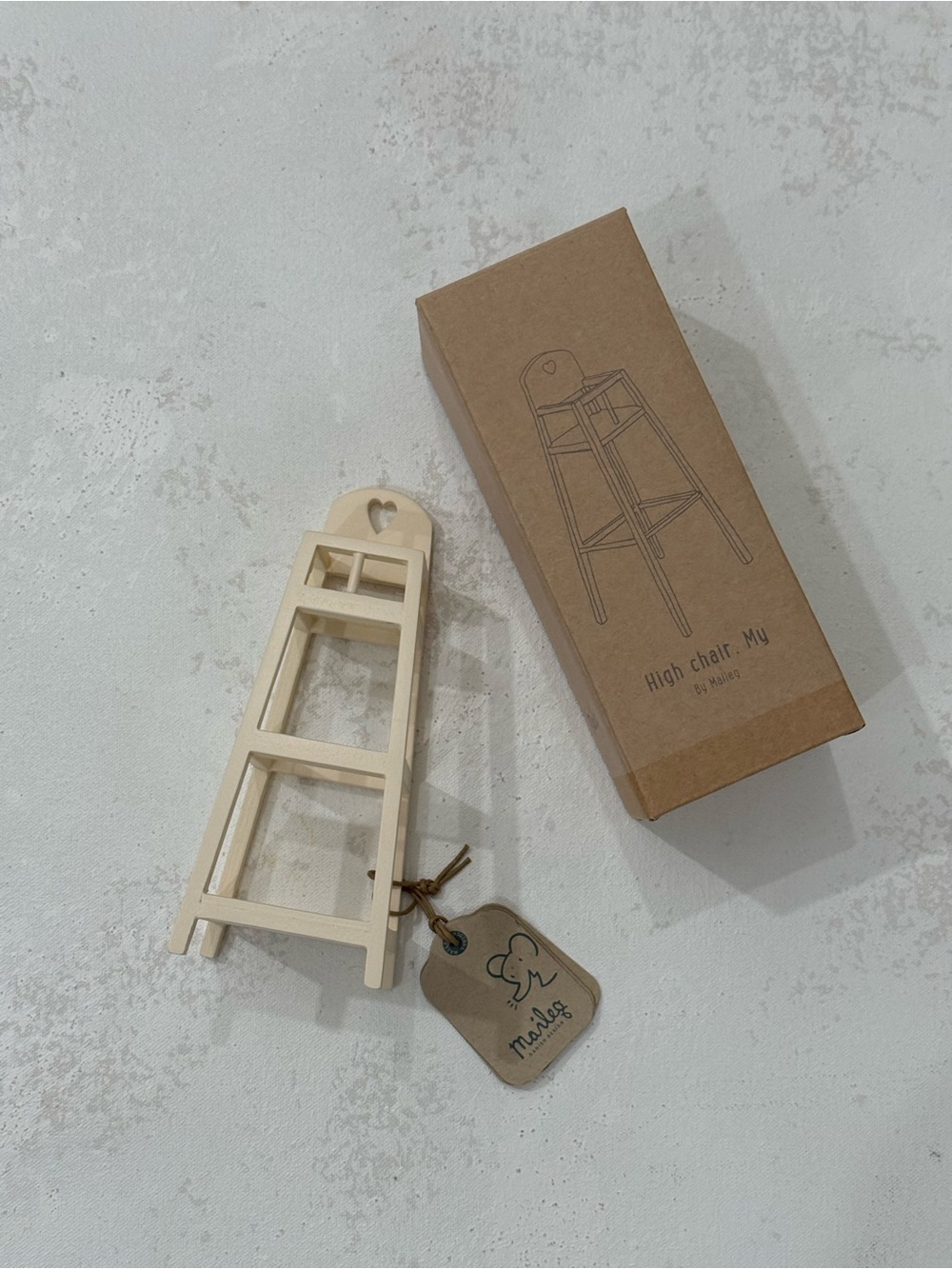 Maileg Cream Wooden High Chair for Dolls